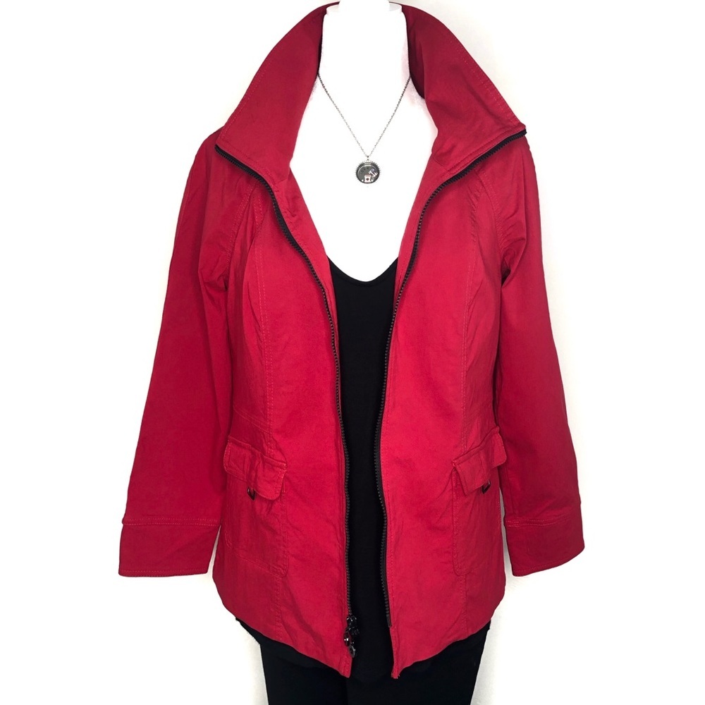 Lightweight Travel Jacket Cheryl Nash Windridge Zip Front Red Women’s Medium M